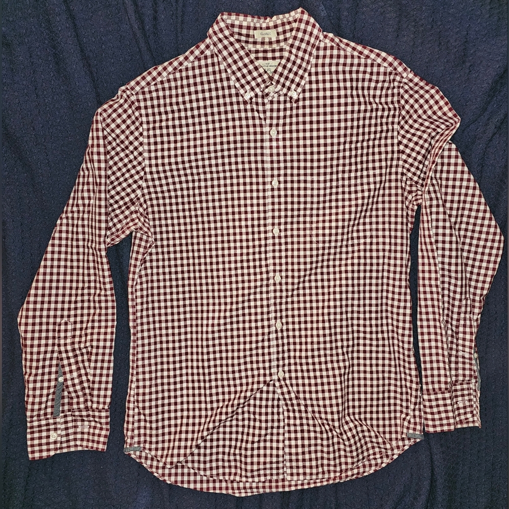 J. Crew Red and White Checkered Casual Button Down Shirt